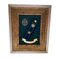 Рамка-коллаж с символикой «Пограничные войска» , погоном майор,  лентой «За верность традициям»