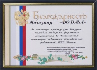 Благодарность от Всероссийского института повышения квалификации работников МВД России